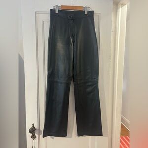 Women’s Black, Genuine Leather Wide-Leg Pants